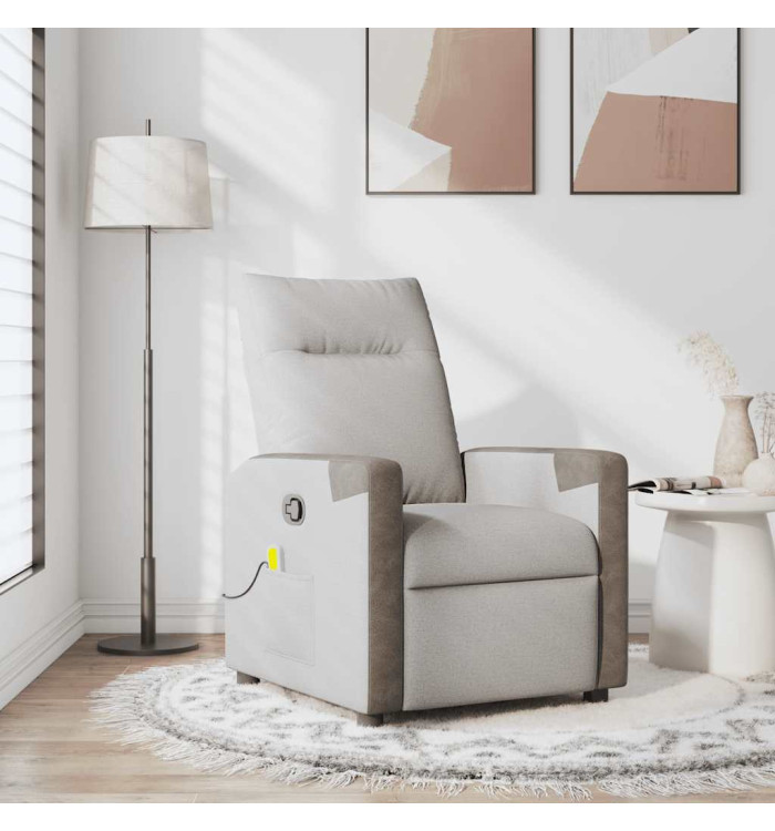 Fauteuil de massage inclinable gris nuage tissu | Mobilier & Déco