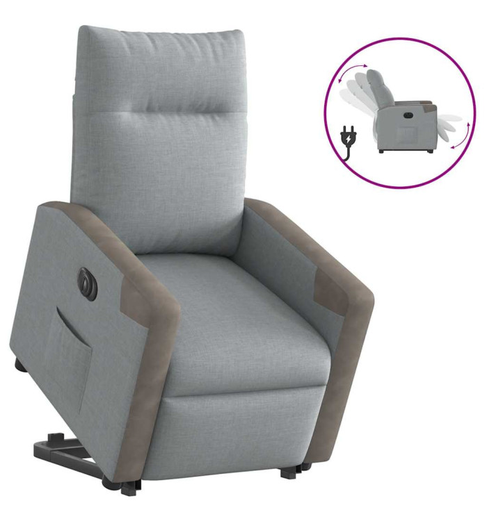 Fauteuil inclinable électrique gris clair tissu | Mobilier & Déco