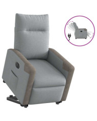 Fauteuil inclinable électrique gris clair tissu | Mobilier & Déco