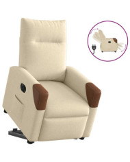 Fauteuil inclinable électrique crème tissu | Mobilier & Déco