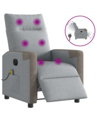 Fauteuil de massage inclinable électrique gris clair tissu | Mobilier & Déco