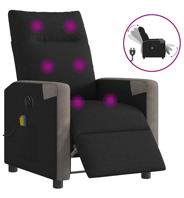 Fauteuil de massage inclinable électrique Noir Tissu | Mobilier & Déco