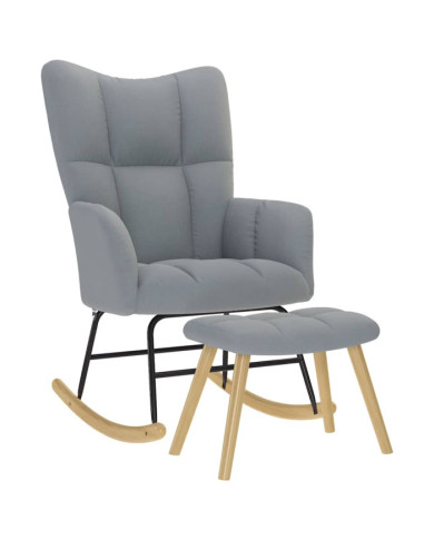 Chaise à bascule avec repose-pied Gris clair Tissu | Mobilier & Déco