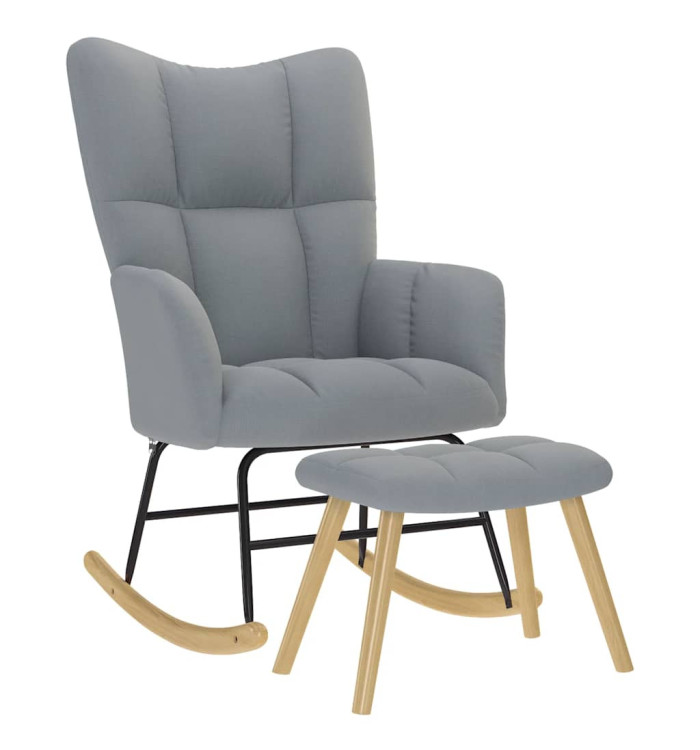 Chaise à bascule avec repose-pied Gris clair Tissu | Mobilier & Déco