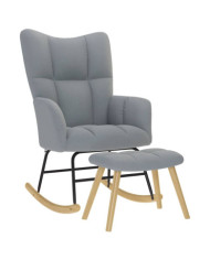 Chaise à bascule avec repose-pied Gris clair Tissu | Mobilier & Déco
