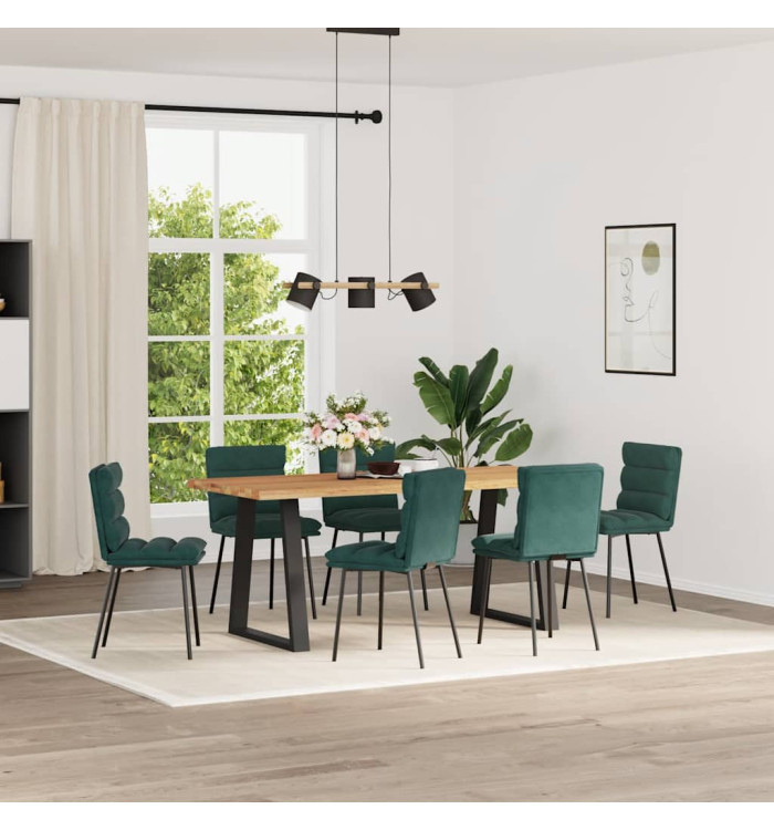 Chaises à manger lot de 6 vert foncé velours | Mobilier & Déco