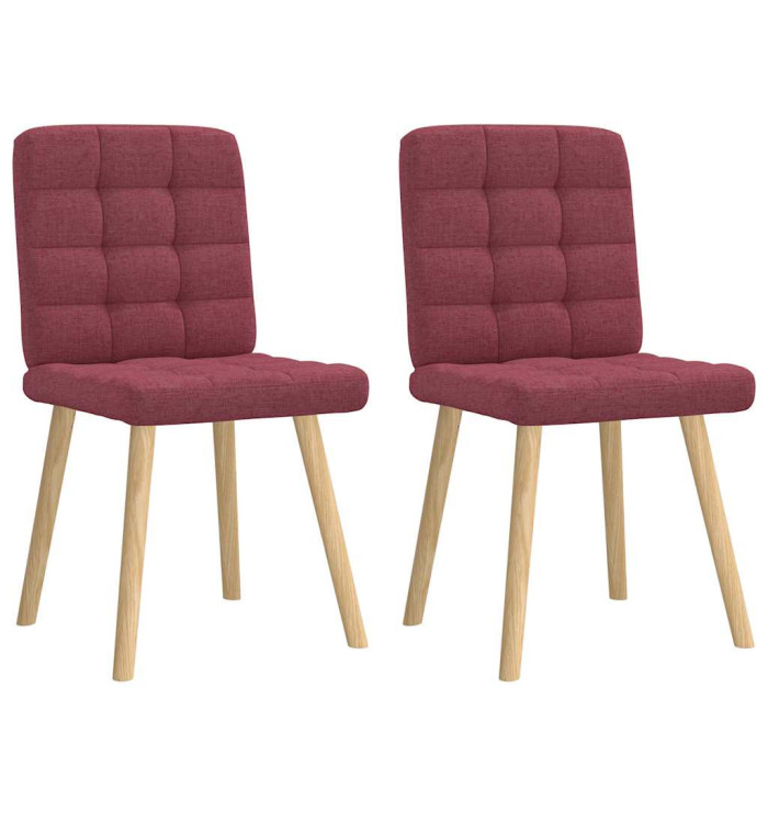 Chaises à manger lot de 2 rouge bordeaux tissu | Mobilier & Déco