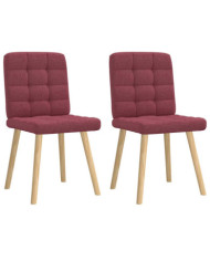Chaises à manger lot de 2 rouge bordeaux tissu | Mobilier & Déco