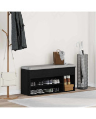 Banc à chaussures chêne noir 102x30,5x45 cm bois d'ingénierie | Mobilier & Déco