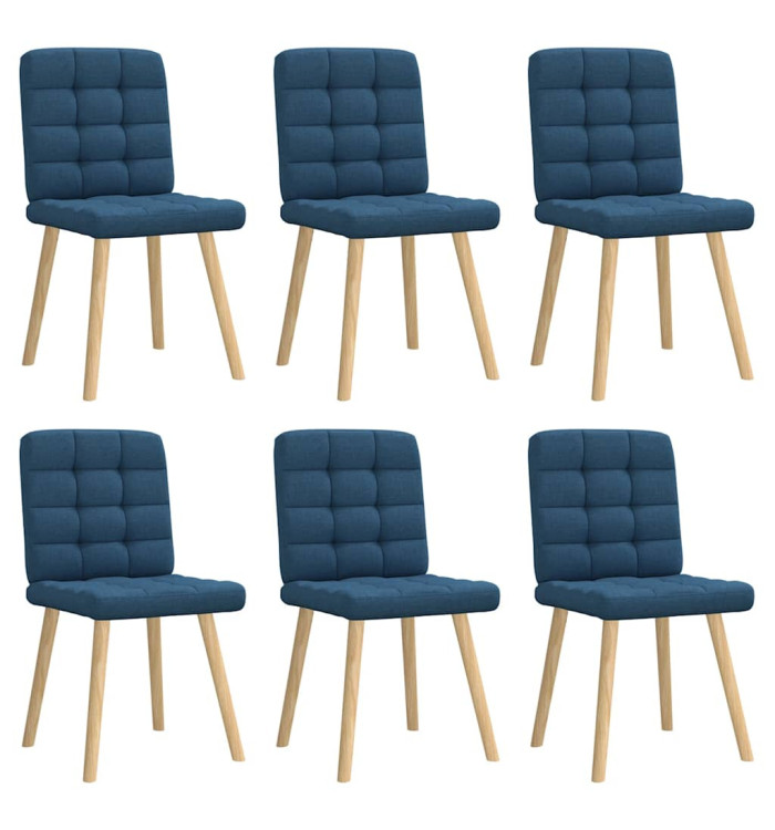 Chaises à manger lot de 6 bleu tissu | Mobilier & Déco