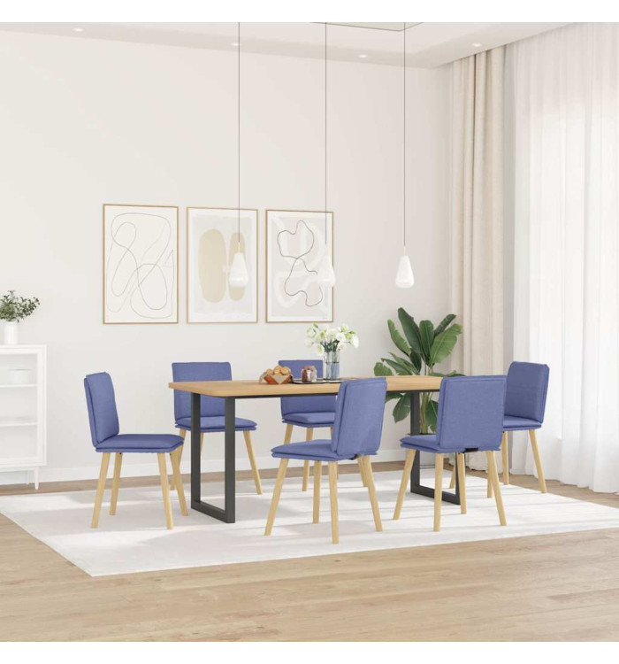 Chaises à manger lot de 6 bleu jean tissu | Mobilier & Déco