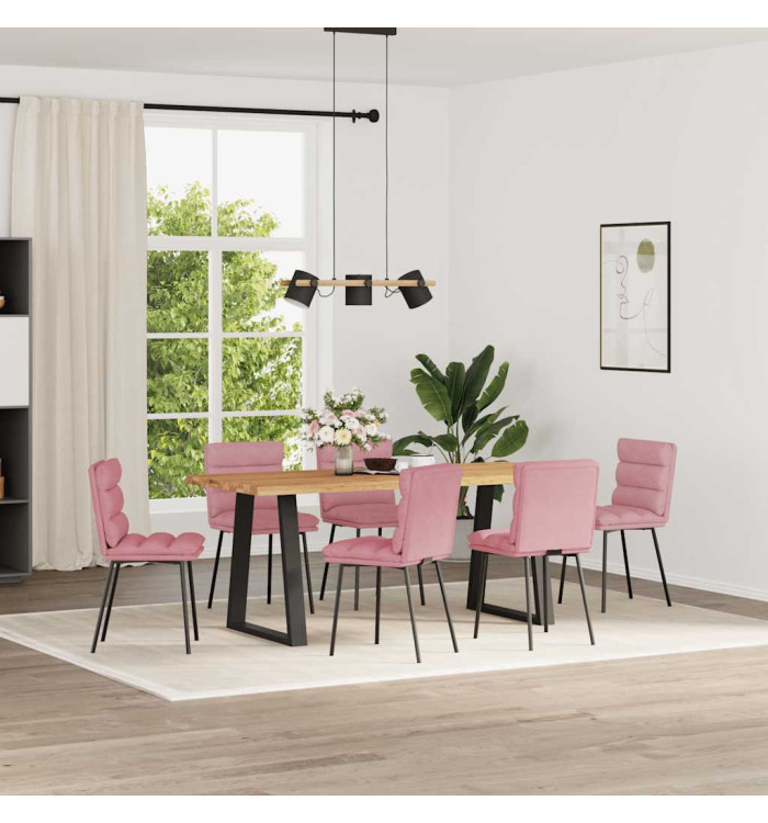 Chaises à manger lot de 6 rose velours | Mobilier & Déco