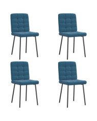 Chaises à manger lot de 4 Bleu Velours | Mobilier & Déco