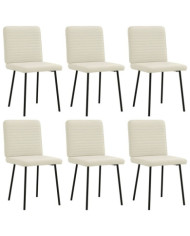 Chaises à manger lot de 6 crème velours | Mobilier & Déco