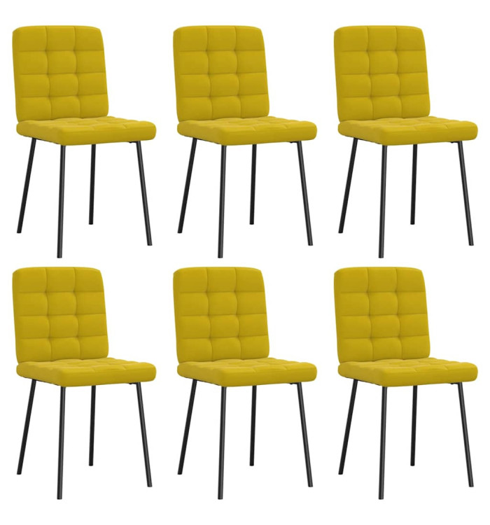 Chaises à manger lot de 6 jaune velours | Mobilier & Déco