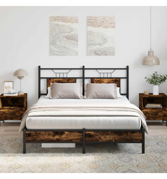 Cadre de lit sans matelas chêne fumé 150x200 cm bois ingénierie | Mobilier & Déco