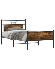 Cadre de lit sans matelas chêne fumé 107x203 cm bois ingénierie | Mobilier & Déco
