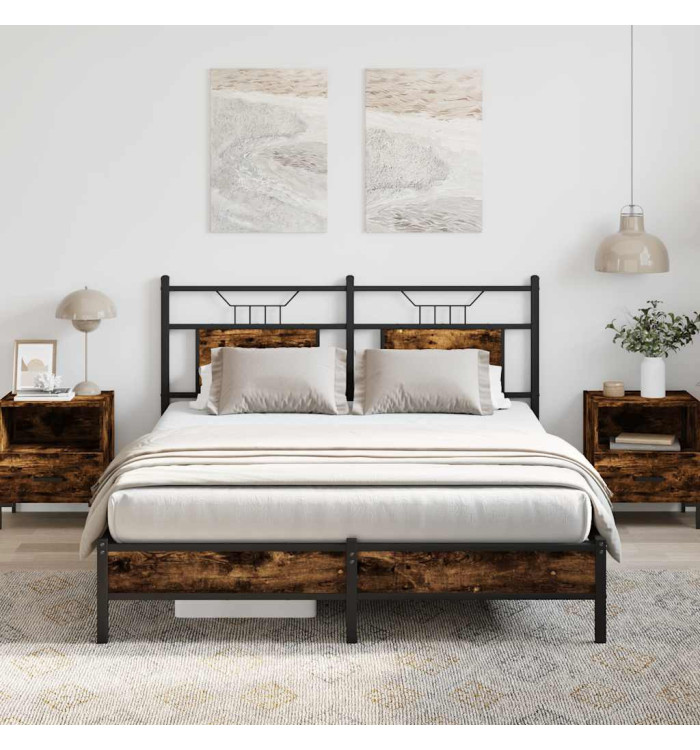 Cadre de lit sans matelas chêne fumé 140x190 cm bois ingénierie | Mobilier & Déco