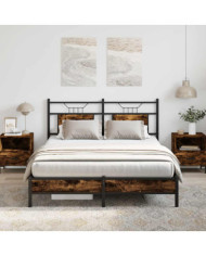 Cadre de lit sans matelas chêne fumé 140x190 cm bois ingénierie | Mobilier & Déco