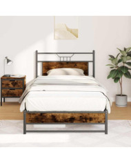 Cadre de lit sans matelas chêne fumé 100x200 cm bois ingénierie | Mobilier & Déco