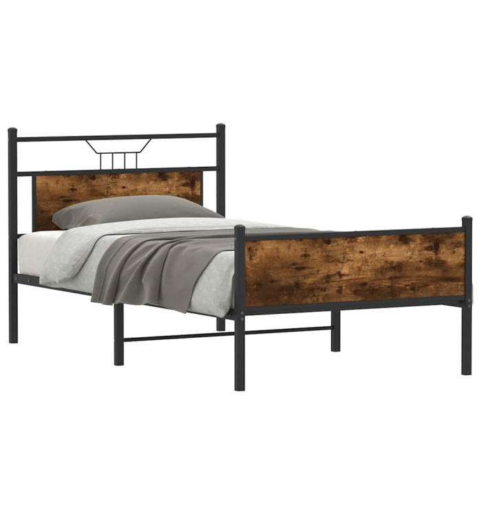 Cadre de lit sans matelas chêne fumé 100x190 cm bois ingénierie | Mobilier & Déco