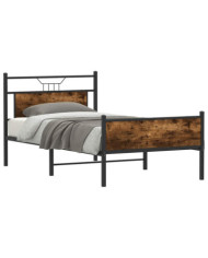 Cadre de lit sans matelas chêne fumé 100x190 cm bois ingénierie | Mobilier & Déco