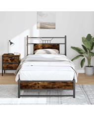 Cadre de lit sans matelas chêne fumé 90x200cm bois d'ingénierie | Mobilier & Déco