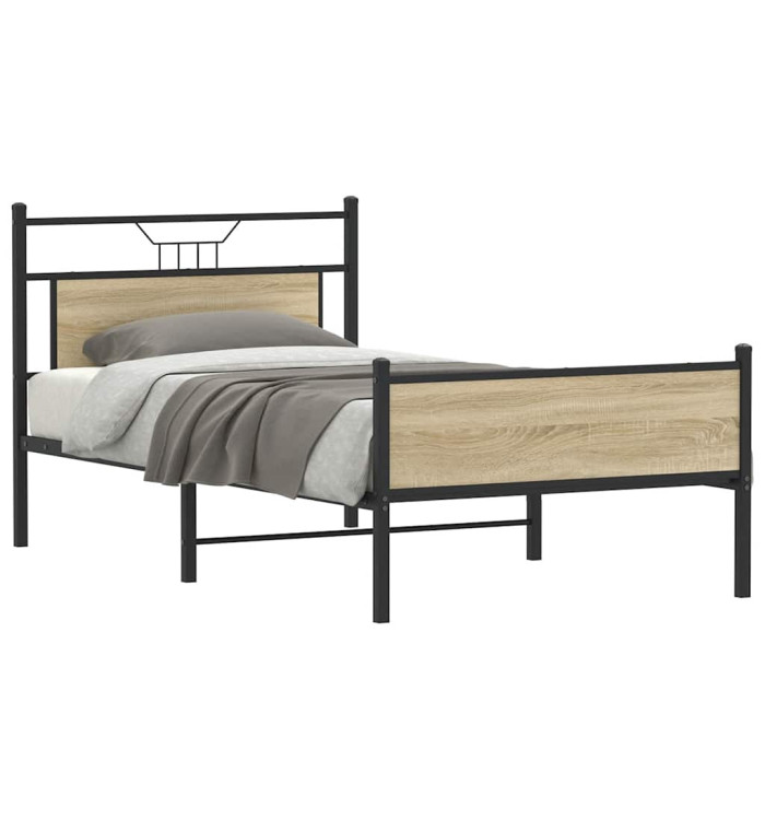 Cadre de lit sans matelas chêne sonoma 100x190 cm | Mobilier & Déco