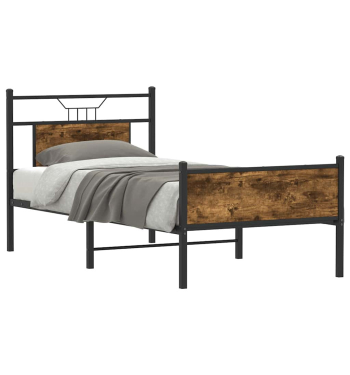 Cadre de lit sans matelas chêne fumé 80x200cm bois d'ingénierie | Mobilier & Déco