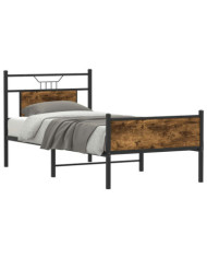 Cadre de lit sans matelas chêne fumé 80x200cm bois d'ingénierie | Mobilier & Déco