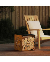 Étagère à bois 40x40x40 cm acier résistant aux intempéries | Mobilier & Déco