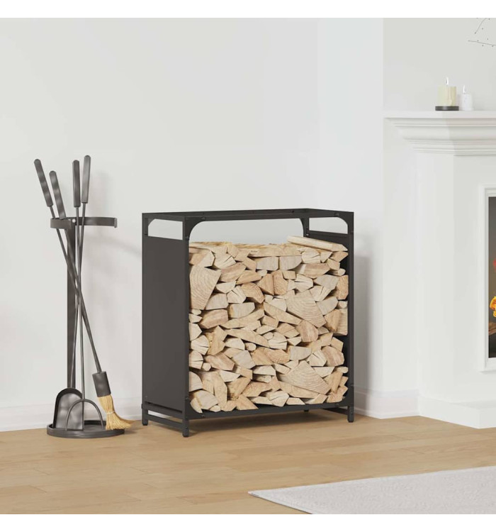 Portant de bois chauffage noir 60x28x65 cm | Mobilier & Déco