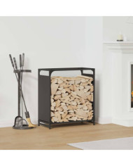 Portant de bois chauffage noir 60x28x65 cm | Mobilier & Déco