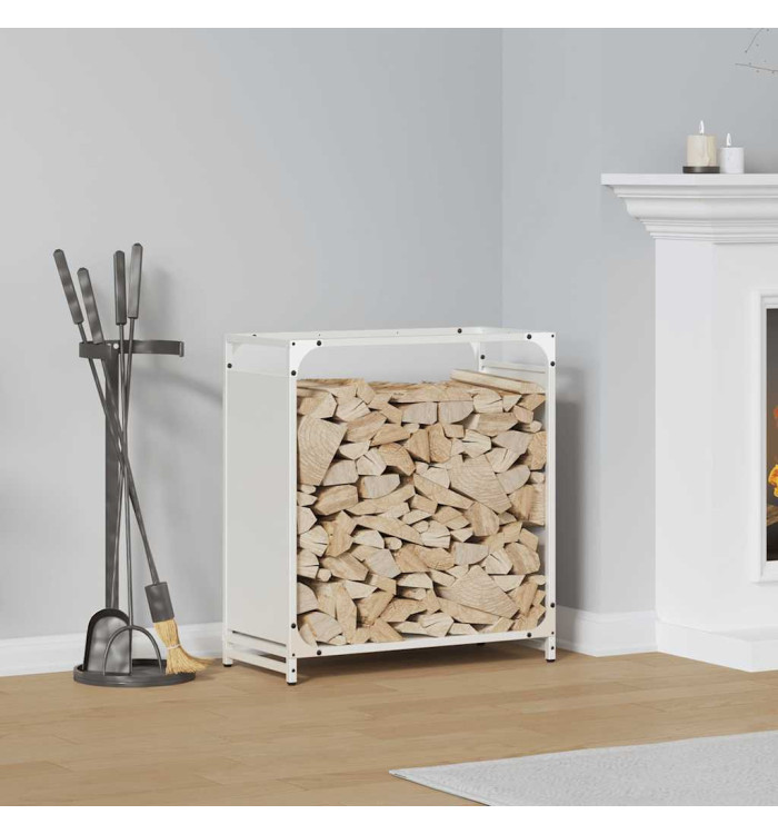 Portant de bois chauffage blanc 60x28x65 cm | Mobilier & Déco
