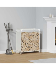 Portant de bois chauffage blanc 60x28x65 cm | Mobilier & Déco