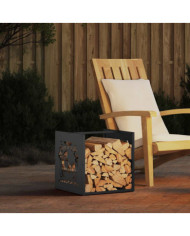 Portant de bois chauffage noir 40x40x40 cm | Mobilier & Déco