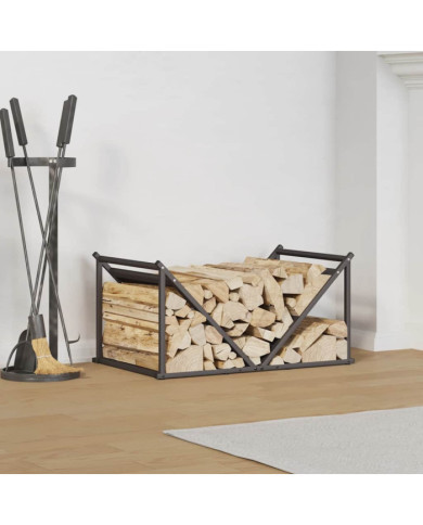 Portant de bois chauffage noir 70x43x34,5 cm | Mobilier & Déco
