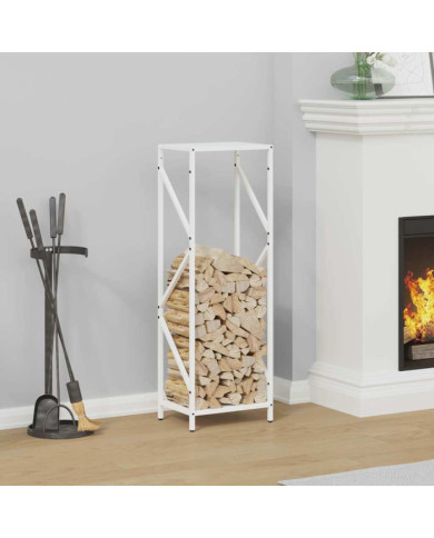 Portant de bois chauffage blanc 34x25x100 cm | Mobilier & Déco
