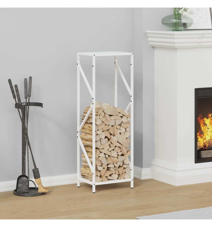 Portant de bois chauffage blanc 34x25x100 cm | Mobilier & Déco