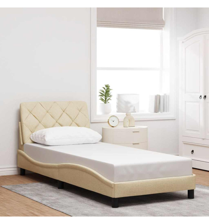 Cadre de lit sans matelas crème 80x200 cm tissu | Mobilier & Déco