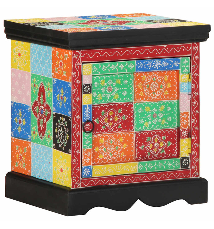 Table de chevet multicolore 40x35x45 cm bois de manguier solide | Mobilier & Déco