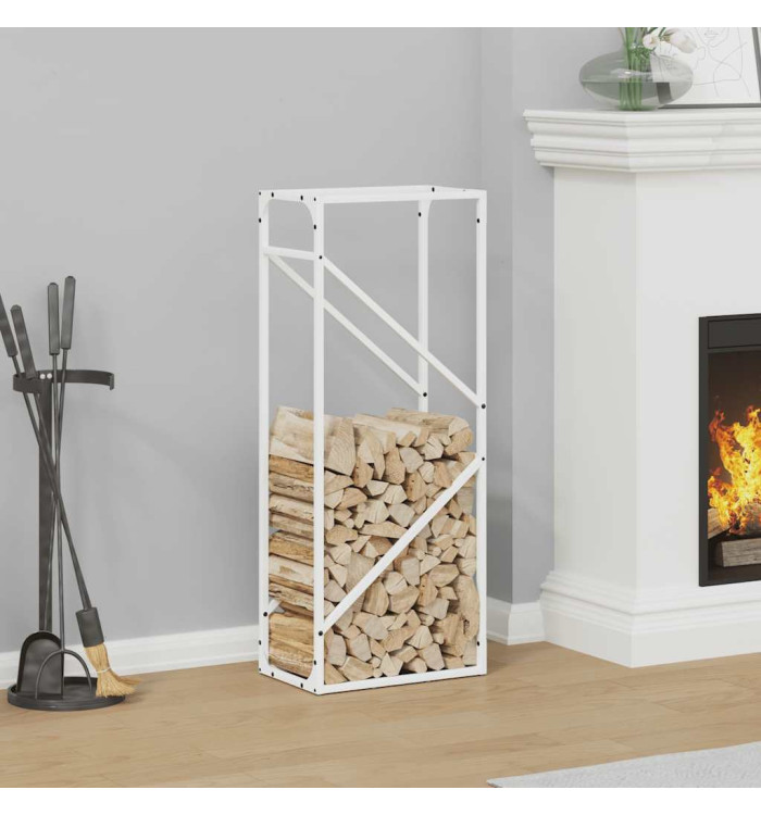 Portant de bois chauffage blanc 40x25x100 cm | Mobilier & Déco