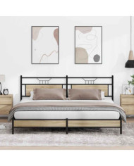 Cadre de lit en métal sans matelas chêne sonoma 200x200 cm | Mobilier & Déco