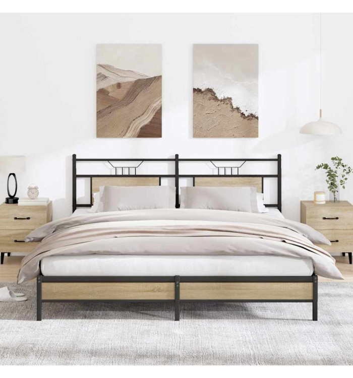 Cadre de lit sans matelas chêne sonoma 183x203 cm | Mobilier & Déco