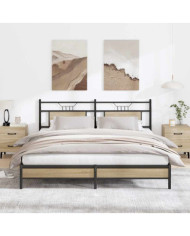 Cadre de lit sans matelas chêne sonoma 183x203 cm | Mobilier & Déco