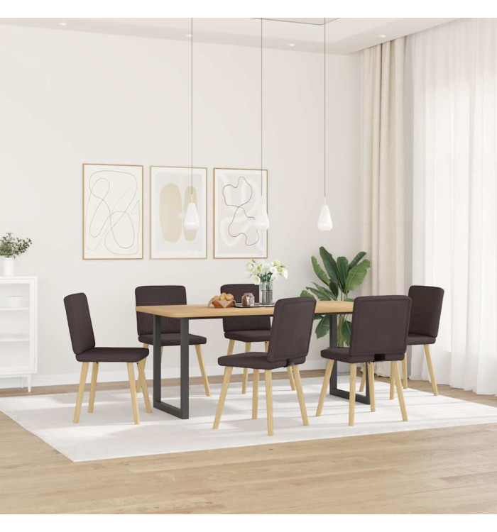 Chaises à manger lot de 6 marron foncé tissu | Mobilier & Déco