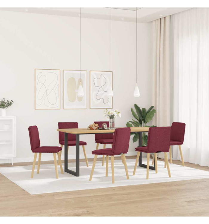 Chaises à manger lot de 6 rouge bordeaux tissu | Mobilier & Déco