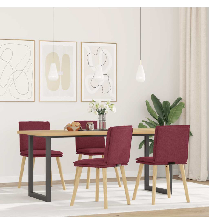Chaises à manger lot de 4 rouge bordeaux tissu | Mobilier & Déco
