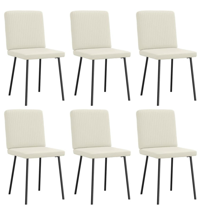 Chaises à manger lot de 6 crème velours | Mobilier & Déco