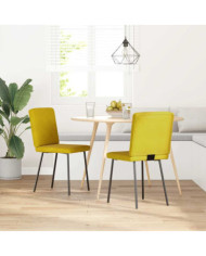 Chaises à manger lot de 2 Jaune Velours | Mobilier & Déco